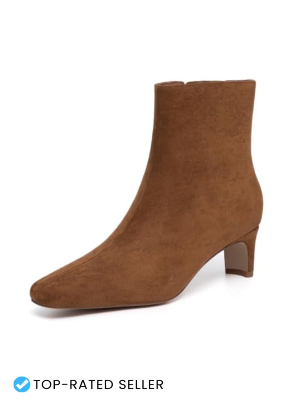 Women's Square Toe Ankle Boots Chunky Heel Zip Suede Booties